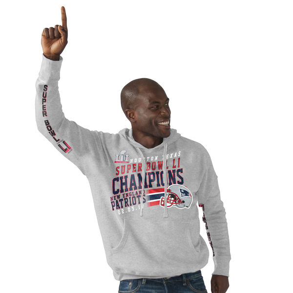 New England Patriots Hands High Super Bowl LI Champions Blitz Pullover Hoodie - Heathered Gray